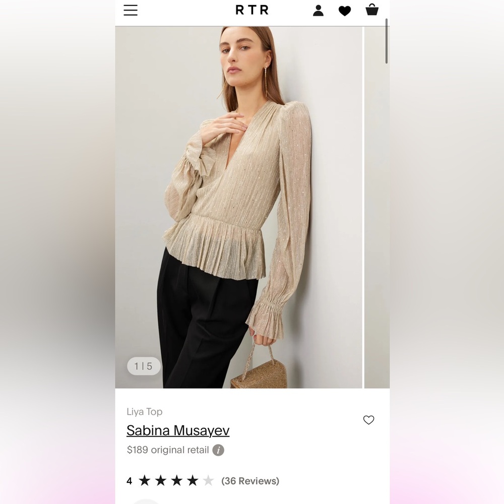 Sabina Musayev Gold Blouse with Ruffle Sleeves